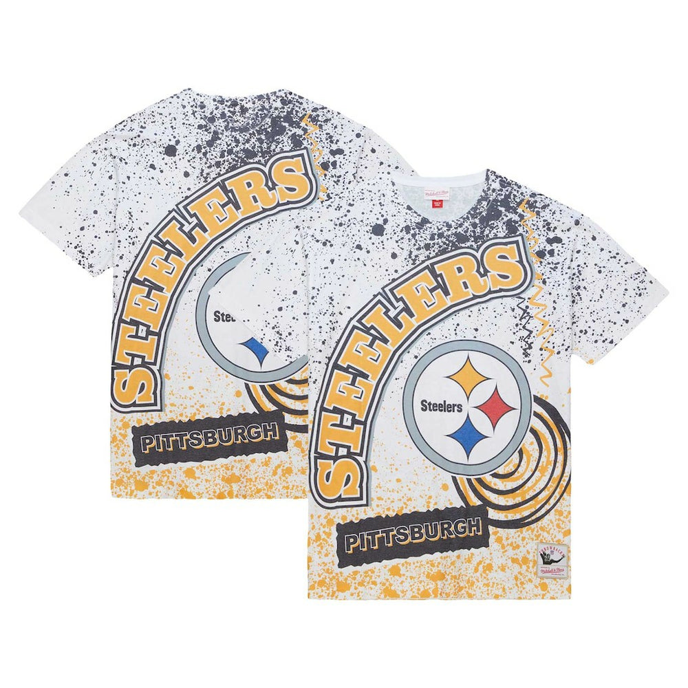 Pittsburgh Steelers Team Burst Sublimated T-Shirt White | Mitchell & Ness