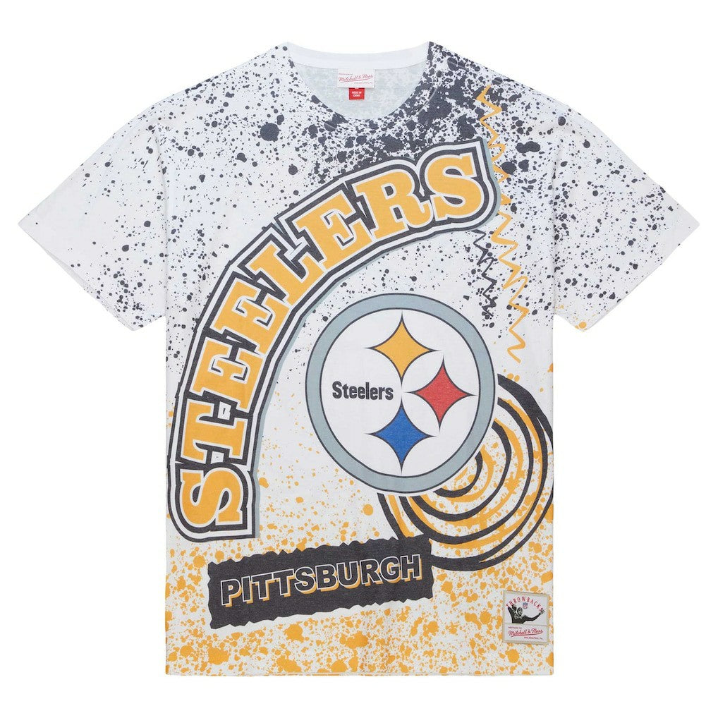 Pittsburgh Steelers Team Burst Sublimated T-Shirt White | Mitchell & Ness