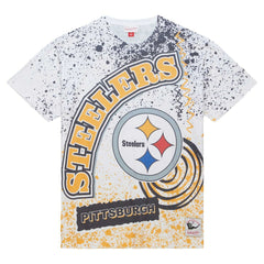 Pittsburgh Steelers Team Burst Sublimated T-Shirt White | Mitchell & Ness