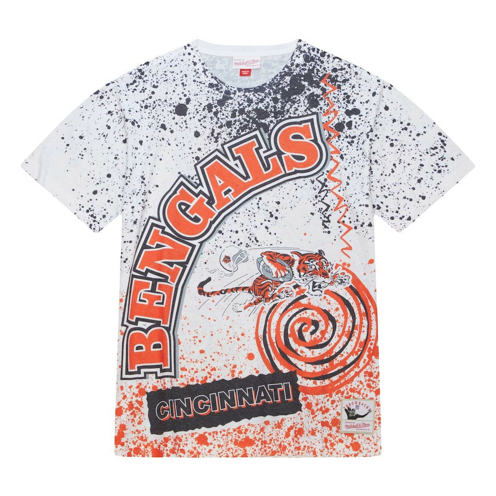 Cincinnati Bengals Team Burst Sublimated T-Shirt White | Mitchell & Ness
