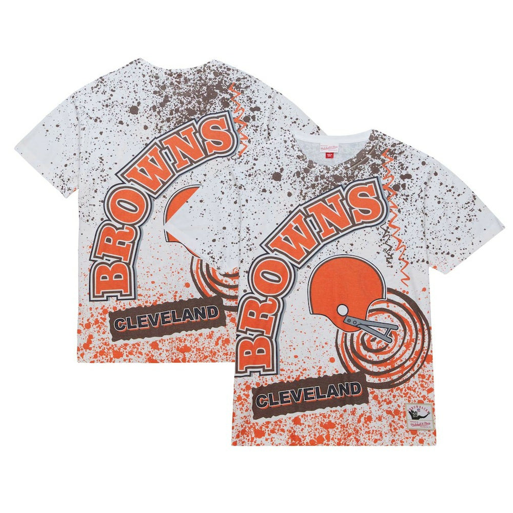 Cleveland Browns Team Burst Sublimated T-Shirt White | Mitchell & Ness