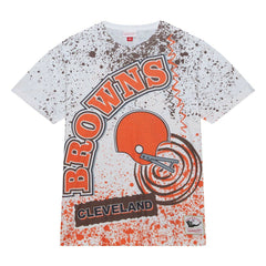 Cleveland Browns Team Burst Sublimated T-Shirt White | Mitchell & Ness