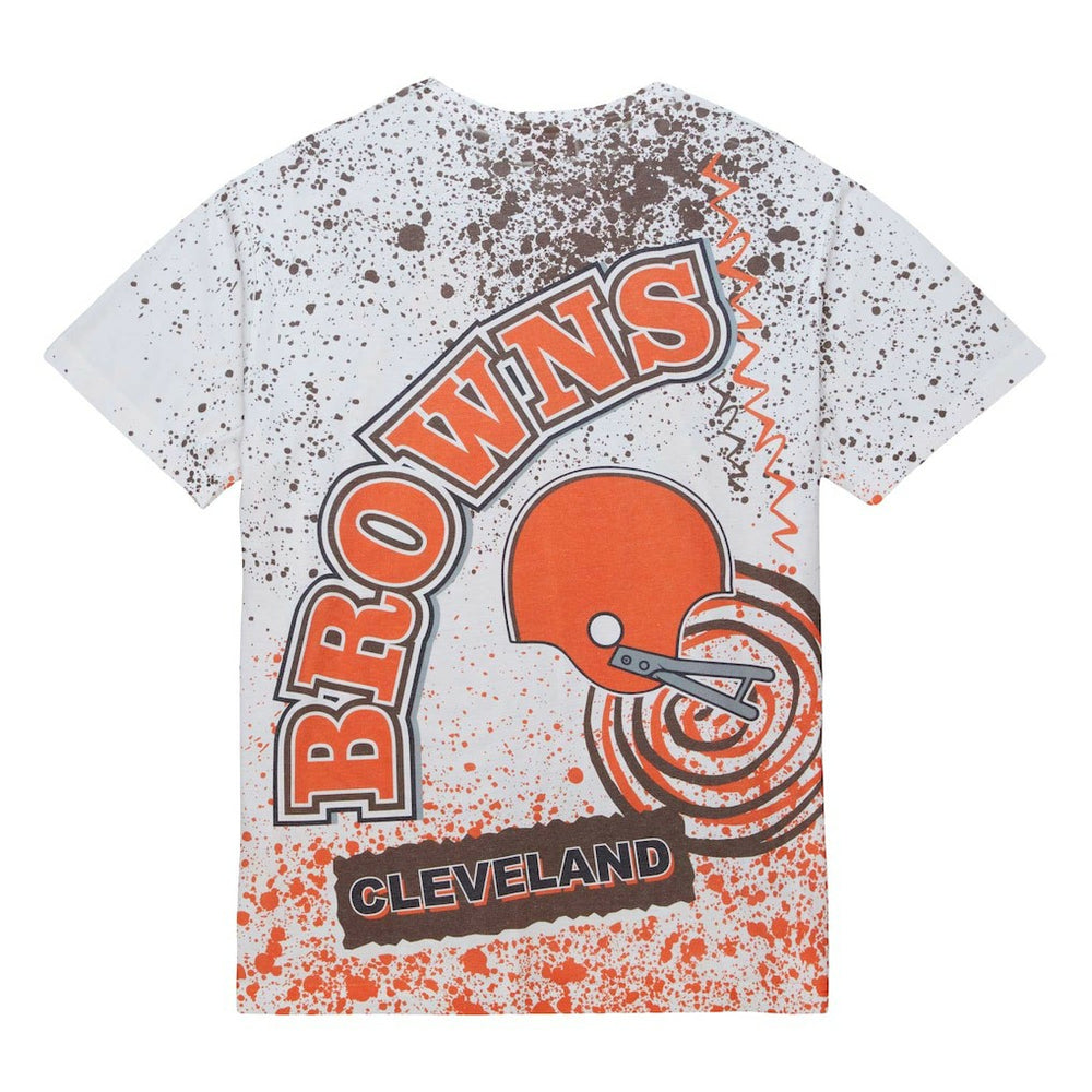 Cleveland Browns Team Burst Sublimated T-Shirt White | Mitchell & Ness