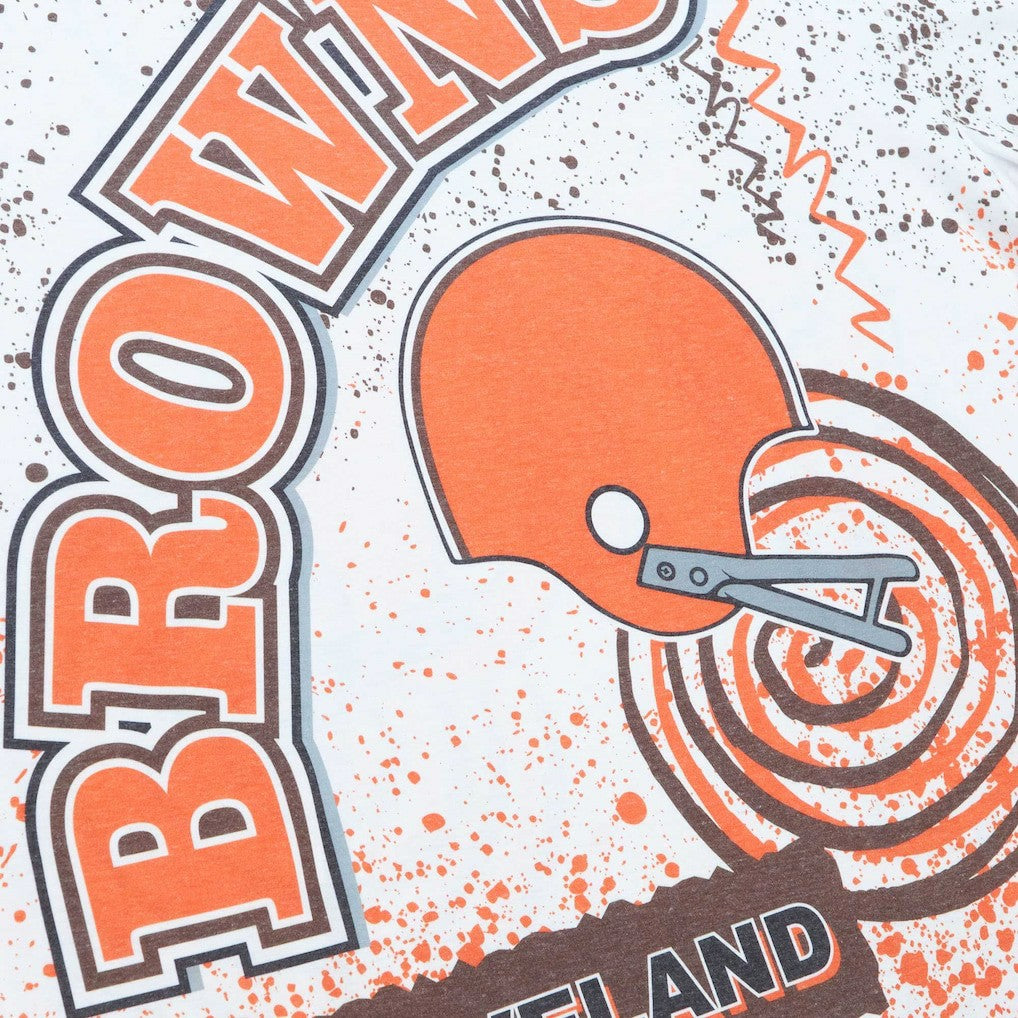 Cleveland Browns Team Burst Sublimated T-Shirt White | Mitchell & Ness