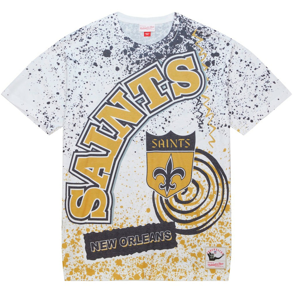 New Orleans Saints Team Burst Sublimated T-Shirt White | Mitchell & Ness