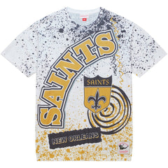 New Orleans Saints Team Burst Sublimated T-Shirt White | Mitchell & Ness