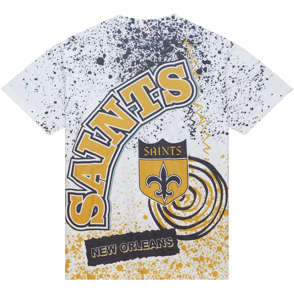 New Orleans Saints Team Burst Sublimated T-Shirt White | Mitchell & Ness