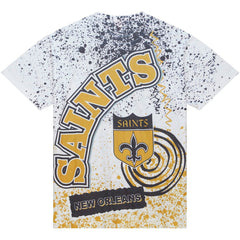New Orleans Saints Team Burst Sublimated T-Shirt White | Mitchell & Ness