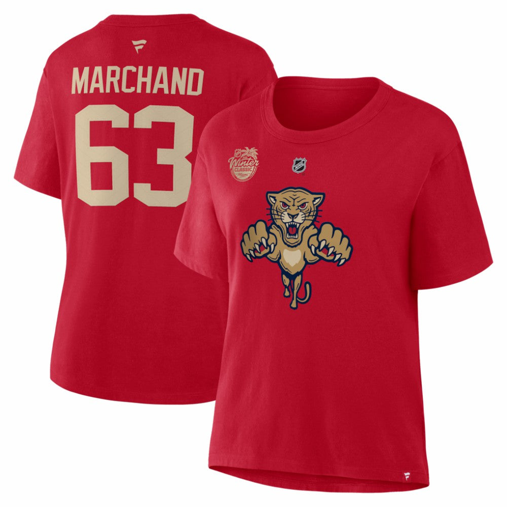 Brad Marchand Florida Panthers Fanatics Women's 2026 NHL Winter Classic Authentic Stack Name & Number T-Shirt - Red - NHL