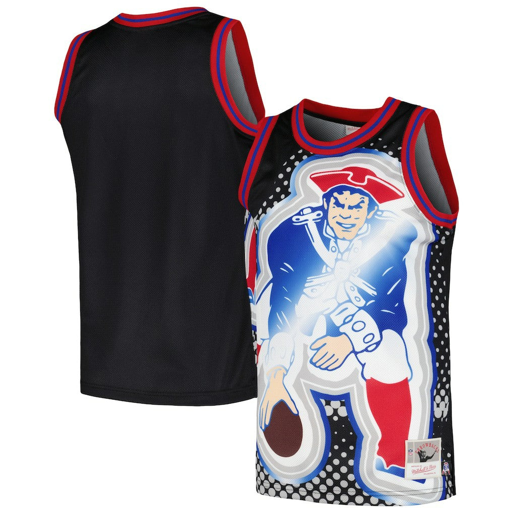 New England Patriots Big Face 7.0 Fashion Tank Top Black | Mitchell & Ness