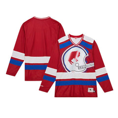 Buffalo Bills Women's Big Face 7.0 Long Sleeve Jersey T-Shirt Red | Mitchell & Ness