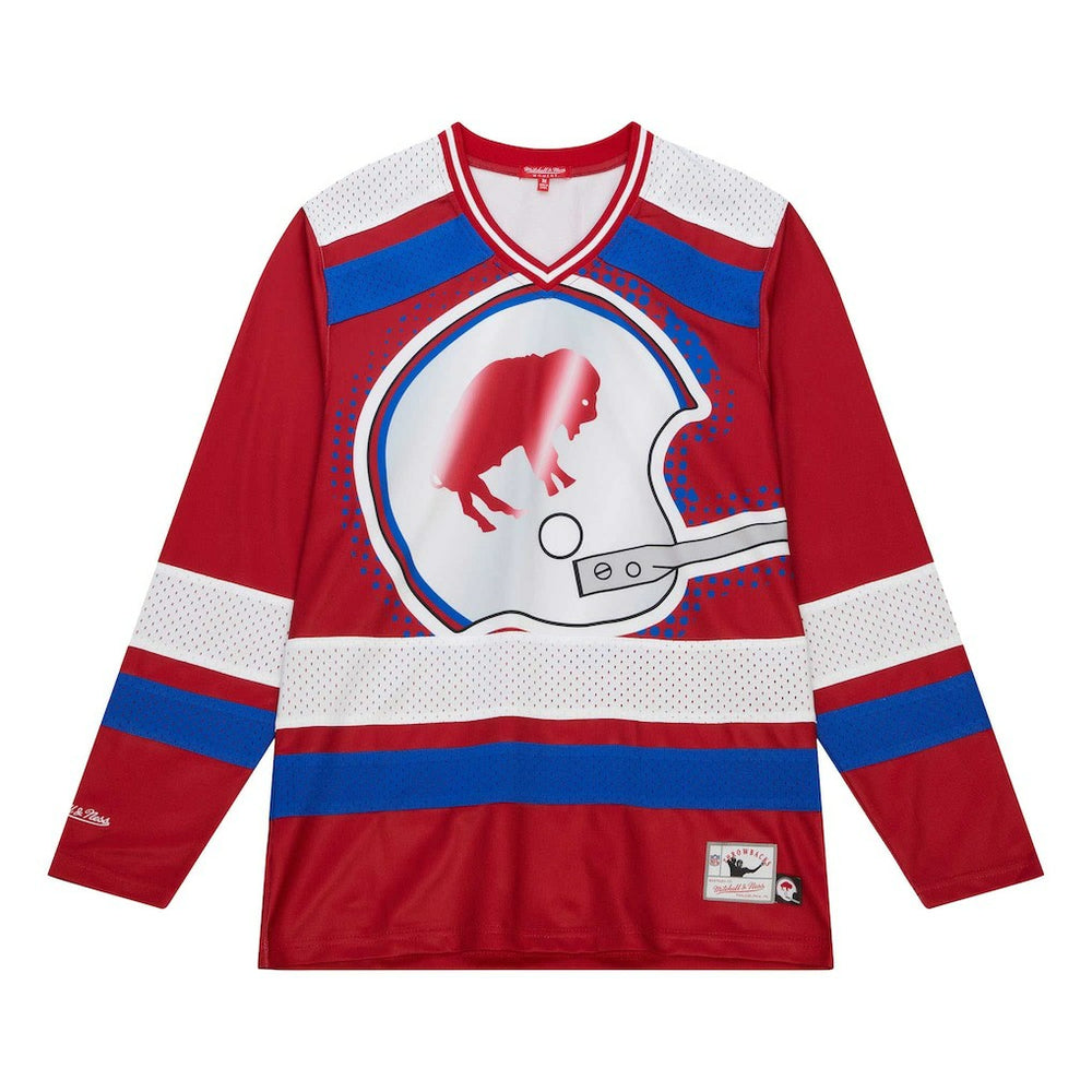 Buffalo Bills Women's Big Face 7.0 Long Sleeve Jersey T-Shirt Red | Mitchell & Ness