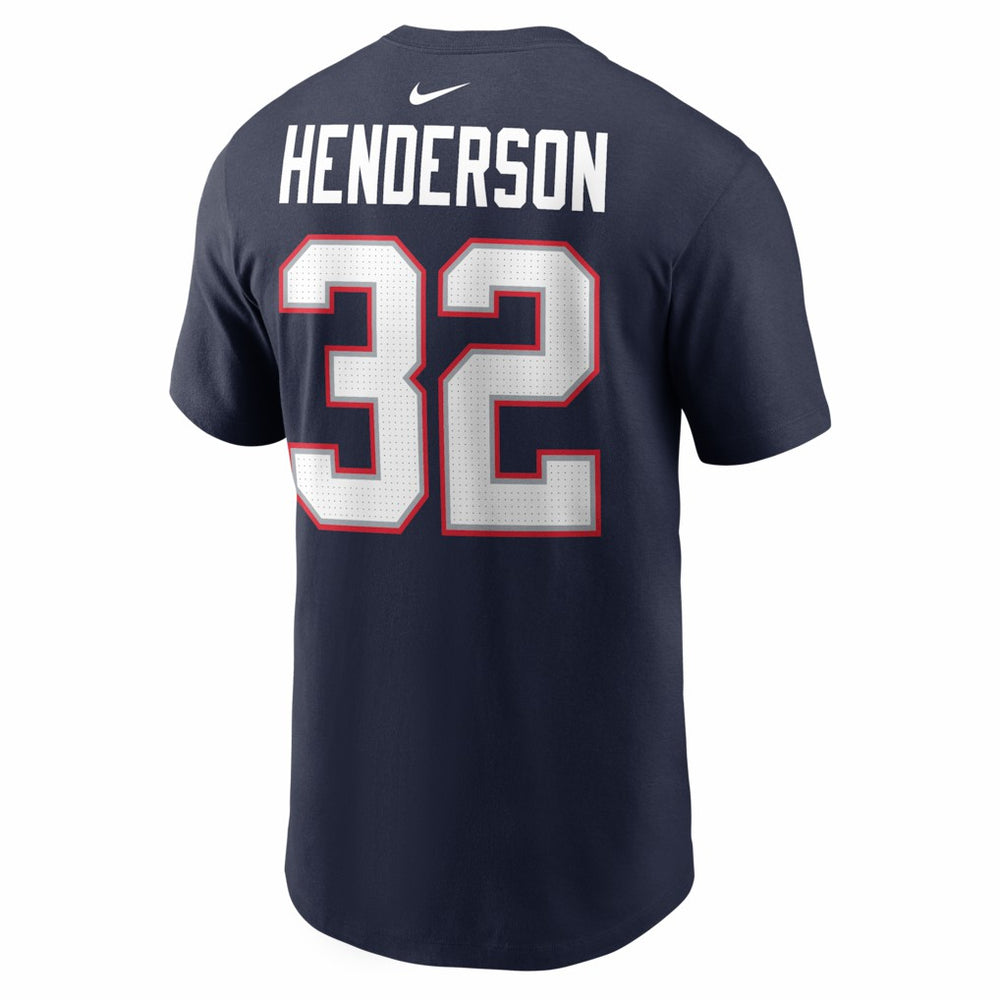 TreVeyon Henderson New England Patriots Name & Number T-Shirt Navy | Nike for Sale