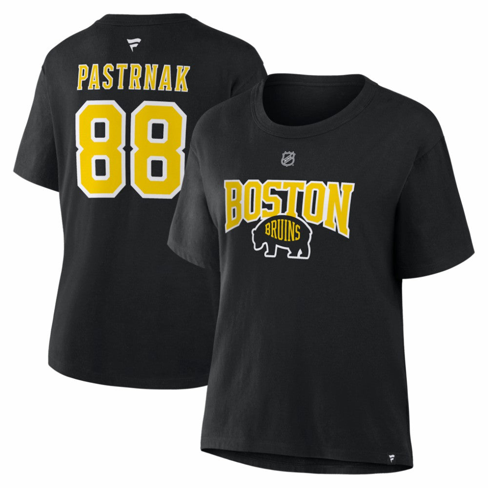 David Pastrnak Boston Bruins Fanatics Women's 2026 NHL Stadium Series Authentic Stack Name & Number T-Shirt - Black - NHL