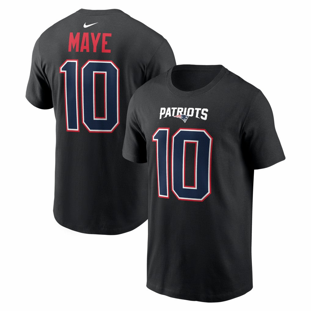 Drake Maye New England Patriots Carbon Name & Number T-Shirt Black | Nike for Sale