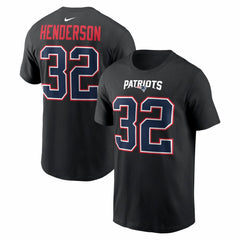 TreVeyon Henderson New England Patriots Carbon Name & Number T-Shirt Black | Nike for Sale
