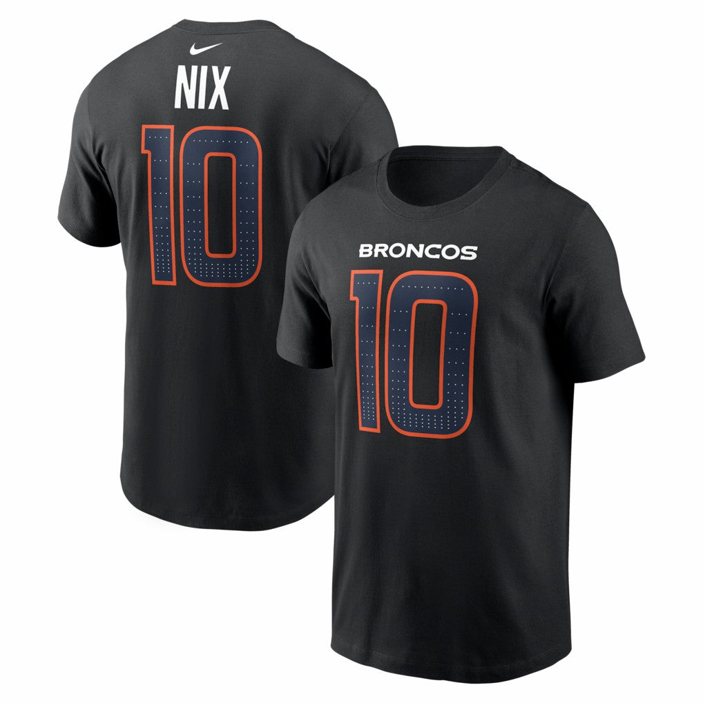Bo Nix Denver Broncos Carbon Name & Number T-Shirt Black | Nike for Sale