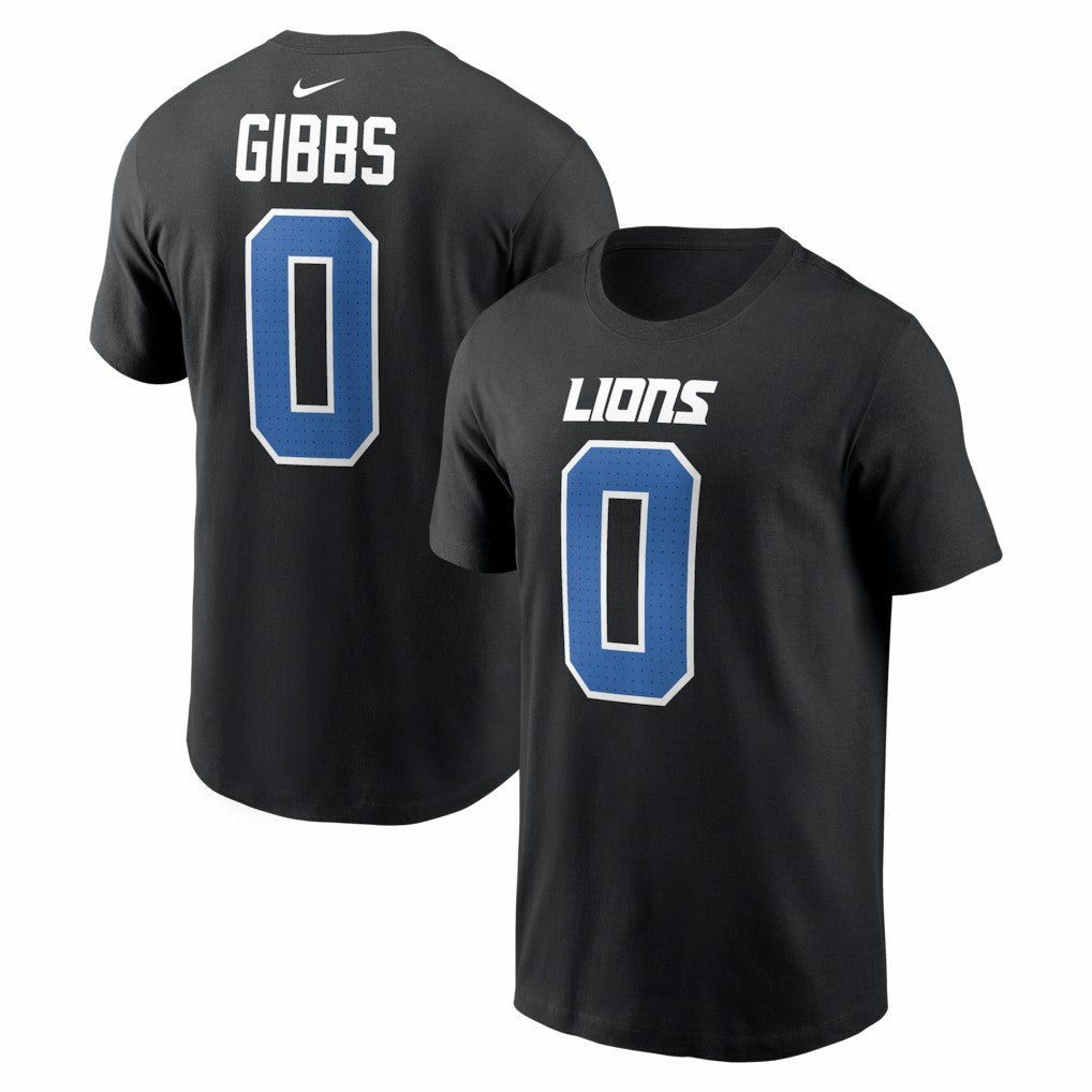 Jahmyr Gibbs Detroit Lions Carbon Name & Number T-Shirt Black | Nike for Sale