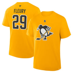 Marc-Andre Fleury Pittsburgh Penguins Fanatics Authentic Stack Name & Number T-Shirt - Gold - NHL