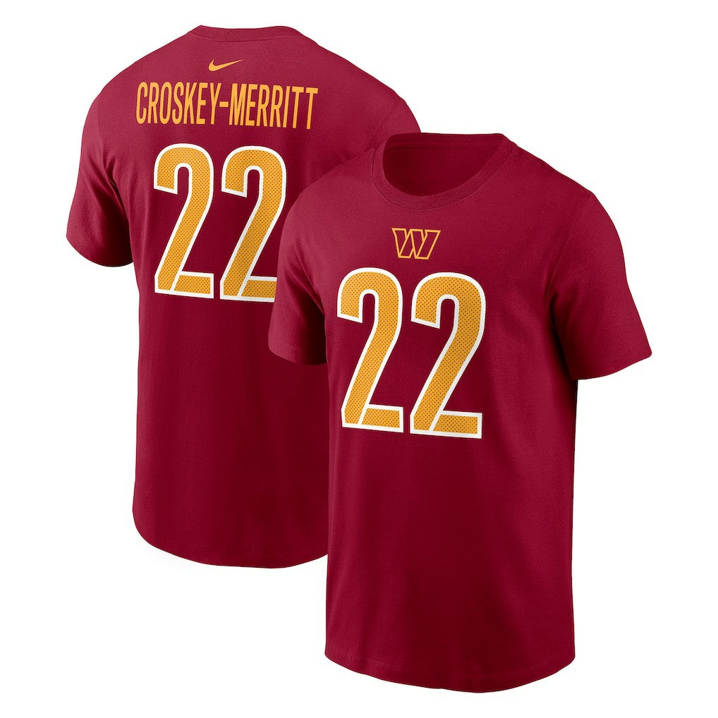Jacory Croskey-Merritt Washington Commanders Player Name & Number T-Shirt Burgundy | Nike for Sale