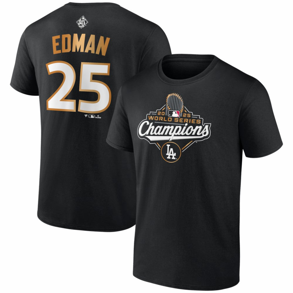 Tommy Edman Los Angeles Dodgers Fanatics 2025 World Series Champions Name & Number T-Shirt - MLB