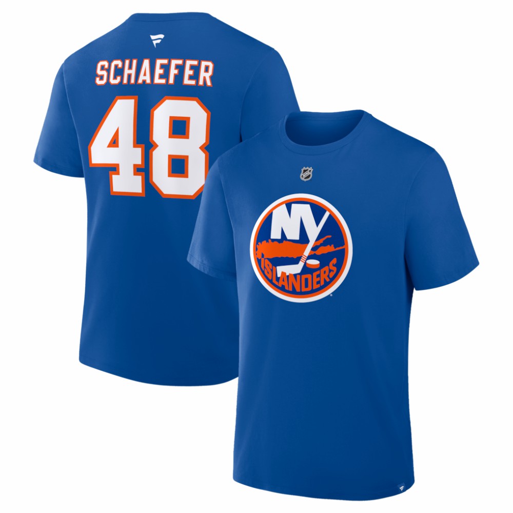 Matthew Schaefer New York Islanders Fanatics Authentic Stack Name & Number T-Shirt - Royal - NHL