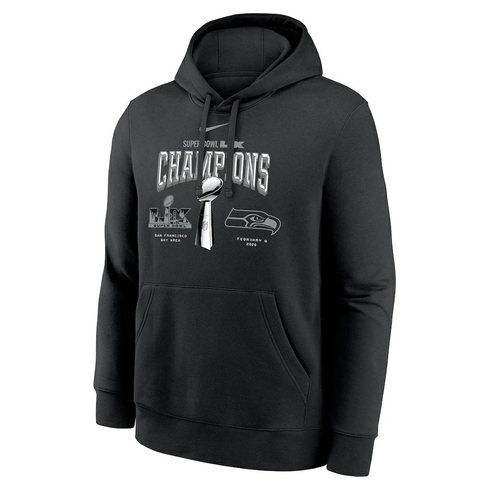 Seattle Seahawks Super Bowl LX Champions Locker Room Trophy Collection Fleece Hoodie Black | Nike for Sale