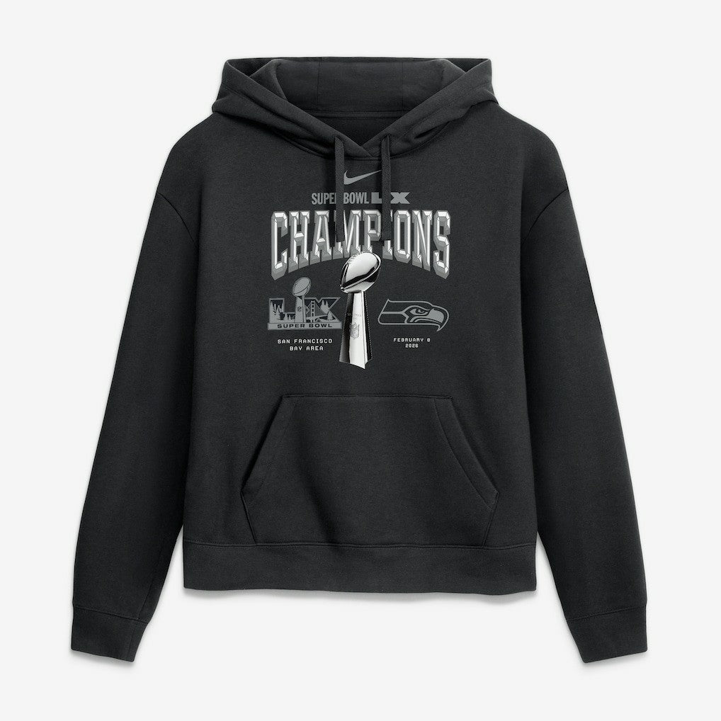 Seattle Seahawks Women's Super Bowl LX Champions Locker Room Trophy Collection Hoodie Black | Nike for Sale