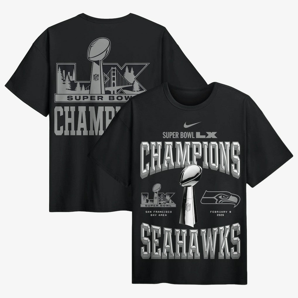 Seattle Seahawks Super Bowl LX Champions Locker Room Trophy Collection Authentic T-Shirt Black | Nike for Sale