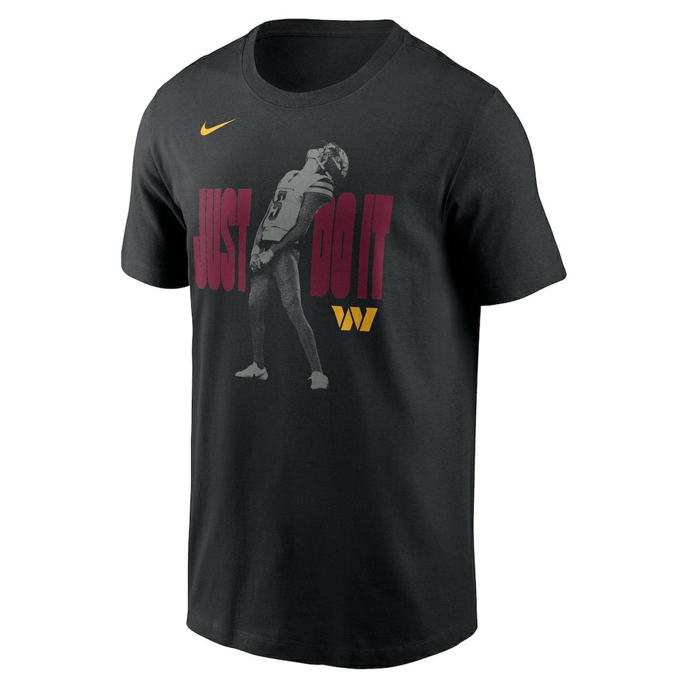 Jayden Daniels Washington Commanders Just Do It T-Shirt Black | Nike for Sale