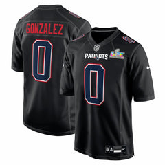 Christian Gonzalez New England Patriots Super Bowl LX Patch Carbon Fashion Game Jersey Black | Nike for Sale