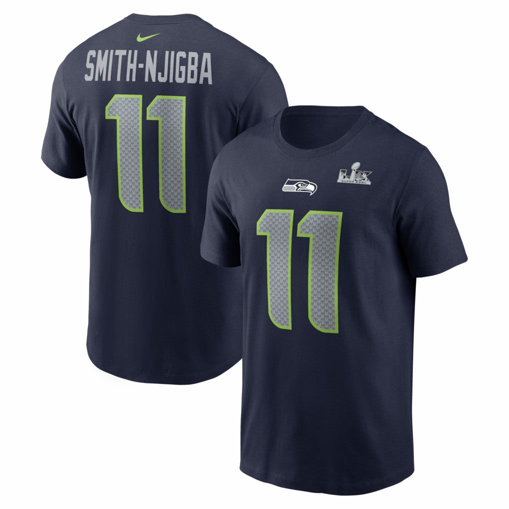 Jaxon Smith-Njigba Seattle Seahawks Super Bowl LX Patch Name & Number T-Shirt College Navy | Nike for Sale