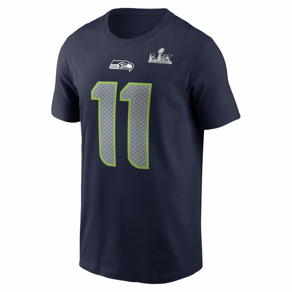 Jaxon Smith-Njigba Seattle Seahawks Super Bowl LX Patch Name & Number T-Shirt College Navy | Nike for Sale