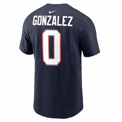 Christian Gonzalez New England Patriots Super Bowl LX Patch Name & Number T-Shirt Navy | Nike for Sale