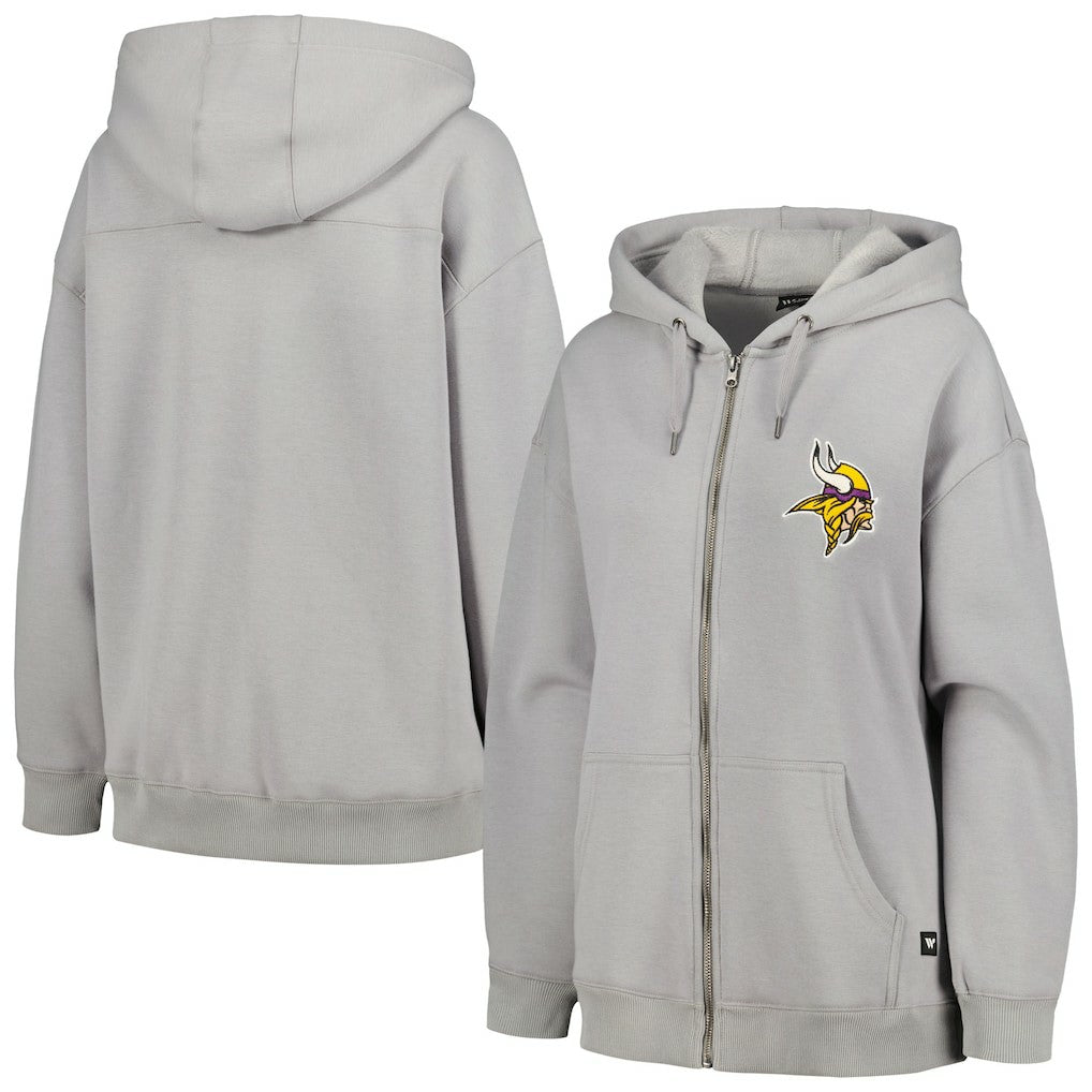 Minnesota Vikings The Wild Collective Women's Faux Fur Lined Tri-Blend Full-Zip Hoodie Gray | NFL