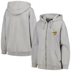 Minnesota Vikings The Wild Collective Women's Faux Fur Lined Tri-Blend Full-Zip Hoodie Gray | NFL