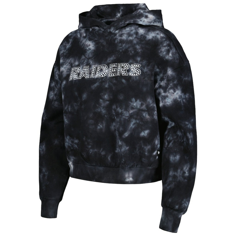 Las Vegas Raiders The Wild Collective Women's Tie-Dye Cropped Pullover Hoodie Black | NFL