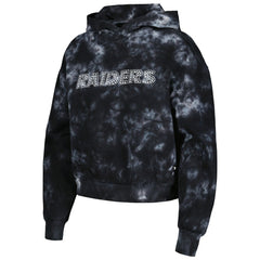 Las Vegas Raiders The Wild Collective Women's Tie-Dye Cropped Pullover Hoodie Black | NFL