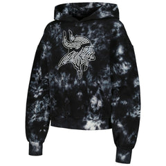 Minnesota Vikings The Wild Collective Women's Tie-Dye Cropped Pullover Hoodie Black | NFL