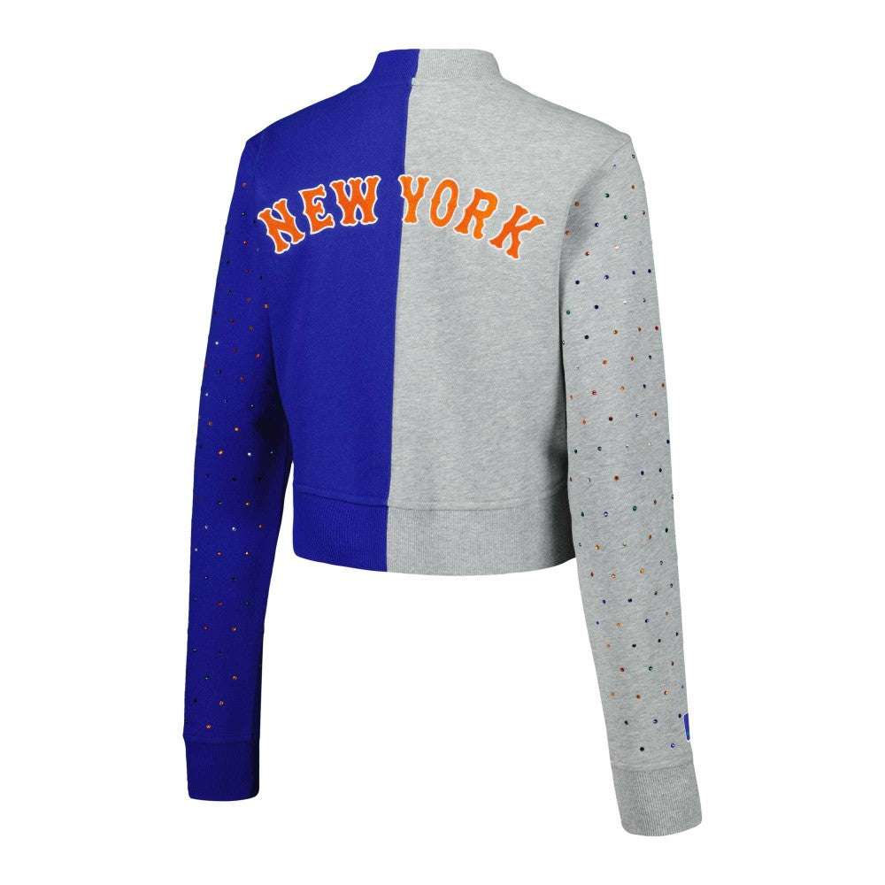 New York Mets Terez Women's Cropped Button-Up Cardigan - MLB
