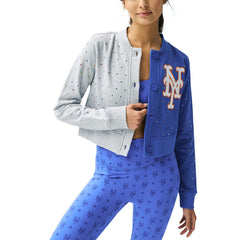 New York Mets Terez Women's Cropped Button-Up Cardigan - MLB
