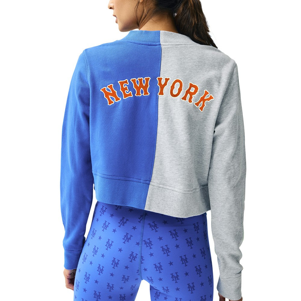 New York Mets Terez Women's Cropped Button-Up Cardigan - MLB