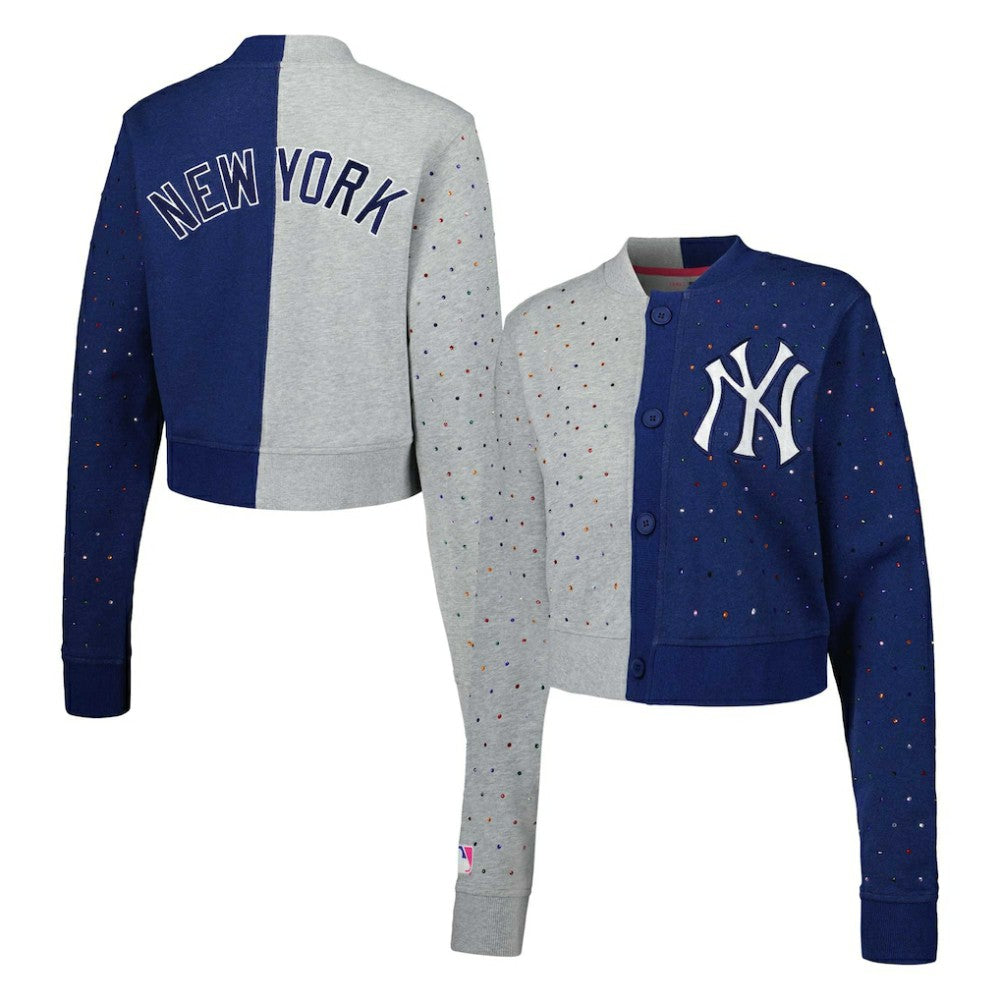 New York Yankees Terez Women's Cropped Button-Up Cardigan - MLB