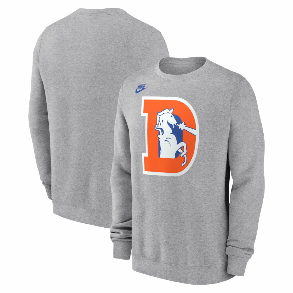 Denver Broncos D Horse Logo Club Sweatshirt Heather Gray | Nike for Sale