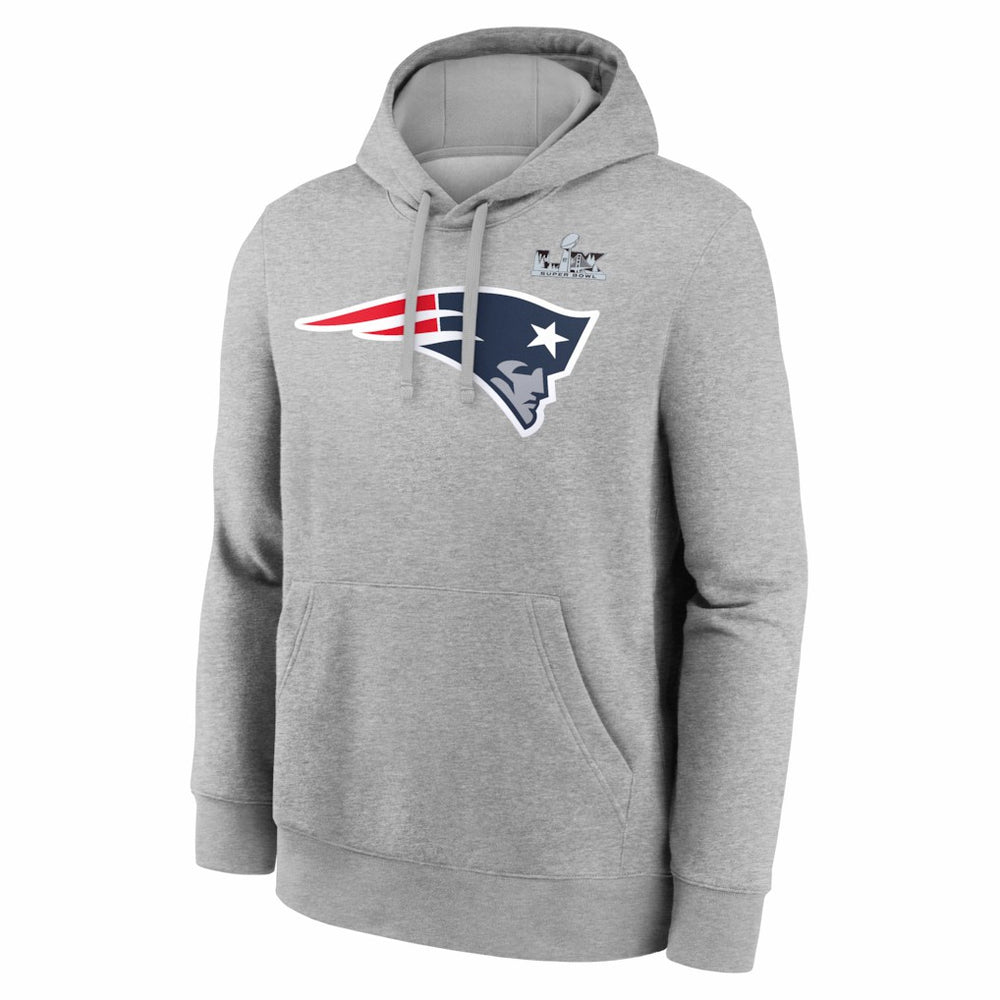 Drake Maye New England Patriots Super Bowl LX Patch Name & Number Hoodie Heather Gray | Nike for Sale