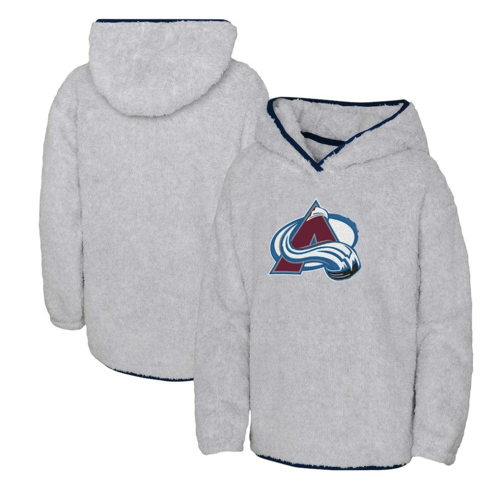 Colorado Avalanche Girls Youth Ultimate Teddy Fleece Pullover Hoodie - Heather Gray - NHL