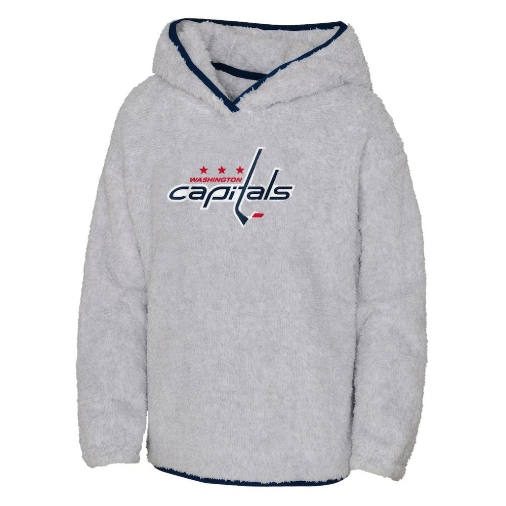 Washington Capitals Girls Youth Ultimate Teddy Fleece Pullover Hoodie - Heather Gray - NHL