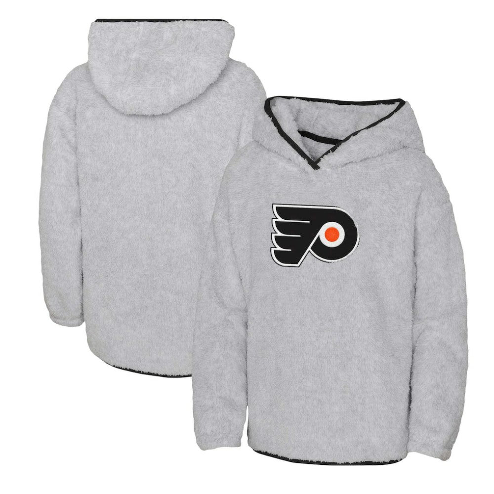 Philadelphia Flyers Girls Youth Ultimate Teddy Fleece Pullover Hoodie - Heather Gray - NHL