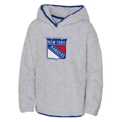 New York Rangers Girls Youth Ultimate Teddy Fleece Pullover Hoodie - Heather Gray - NHL