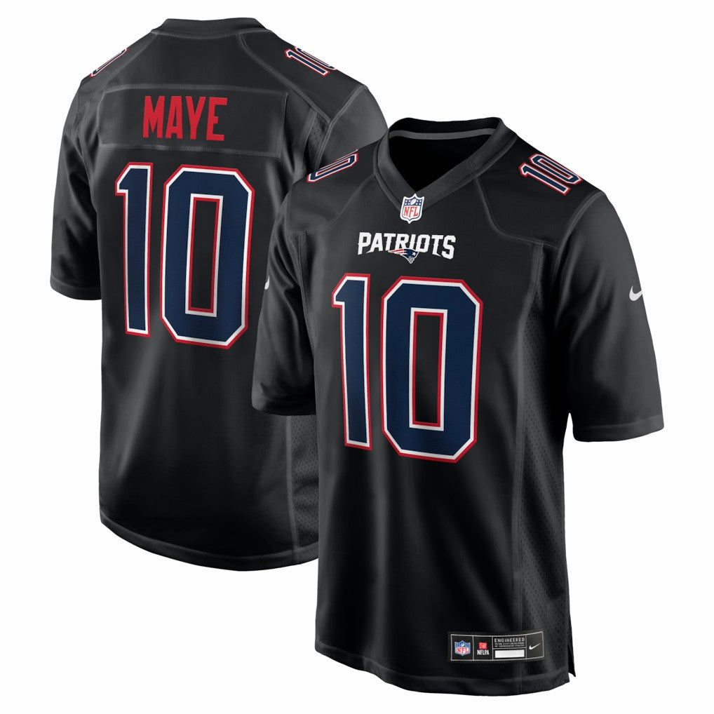 Drake Maye New England Patriots Fashion Game Jersey Carbon Black | Nike for Sale